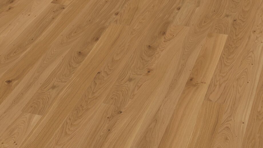 Parkett Bauwerk Casapark Budget Cut tamm 35 faasitud, harjatud, õlivahatatud 138mm naturaalse tamme tooniga ja kergelt rustikaalse sorteeringuga.