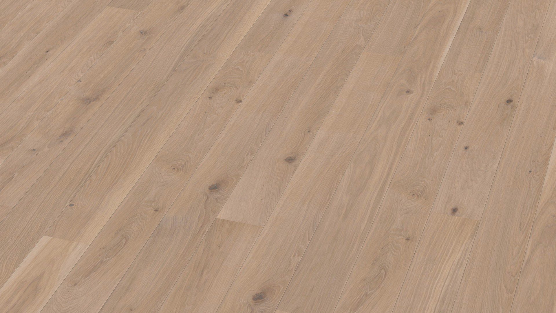 Parketti Bauwerk Tammi 35 Crema harjattu B-Protect – vaalea, pehmeän lämmin tammen sävy, harjattu pinta ja luonnollisen rauhallinen puukuvio.