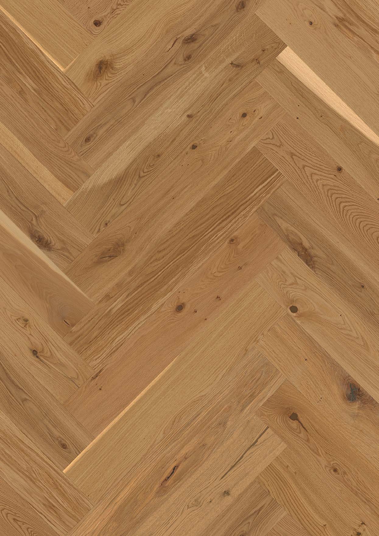 Kalasaba parkett Bauwerk Vectorpark tamm 46 matt lak helepruunika tooni ja rustikaalse sorteeringuga.