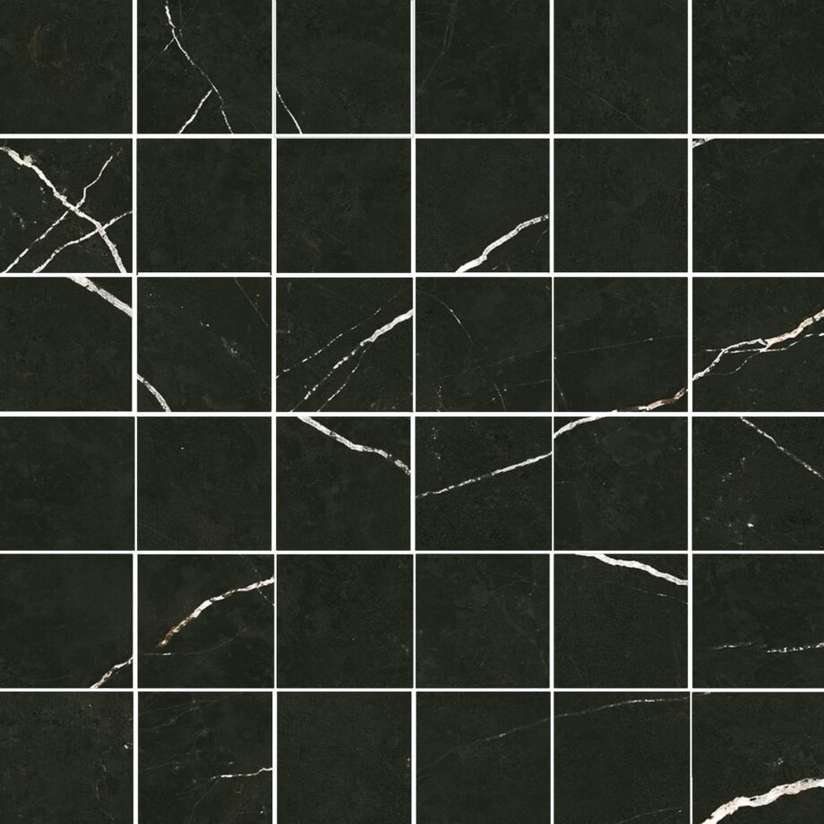 036.281.0157.09213-1 Marmorefektiga matt mosaiikplaat Tau Elite Black 5x5, 30x30 cm, must