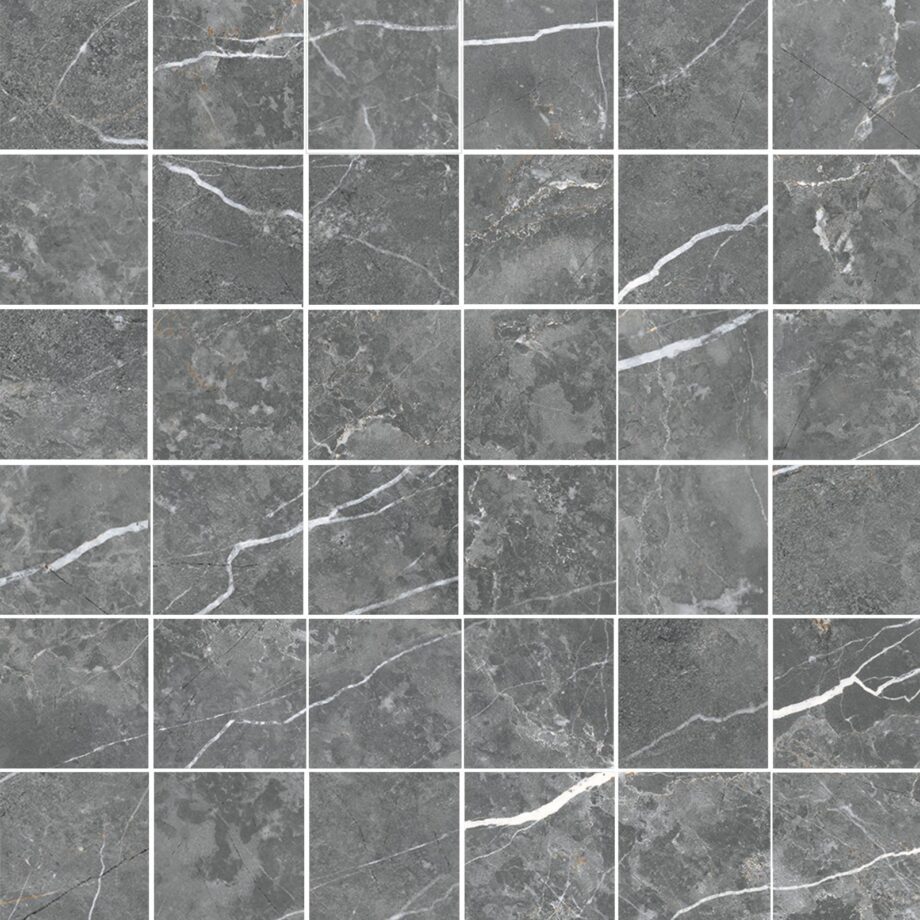 036.281.0294.09213-1 Marmorefektiga matt mosaiikplaat Tau Elite Graphite 5x5, 30x30 cm, grafiithall
