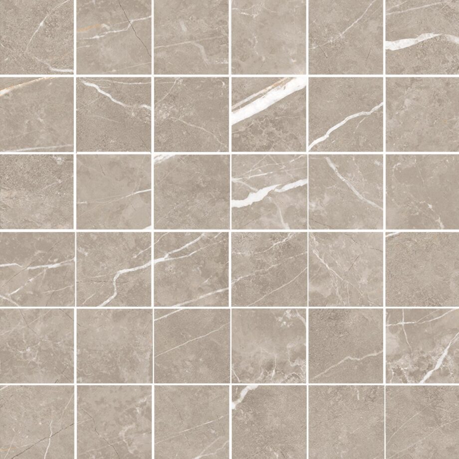 038.281.0408.07981-1 Marmorefektiga poleeritud mosaiikplaat Tau Elite Greige 5x5 Pol, 30x30 cm, hallikasbeež