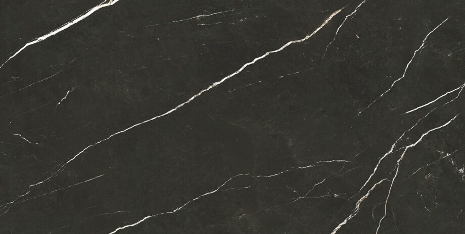 046.869.0157.07981-1 Marmorefektiga poleeritud keraamiline põrandaplaat Tau Elite Black Pol, 60x120 cm, 10,5 mm, must, rektifitseeritud