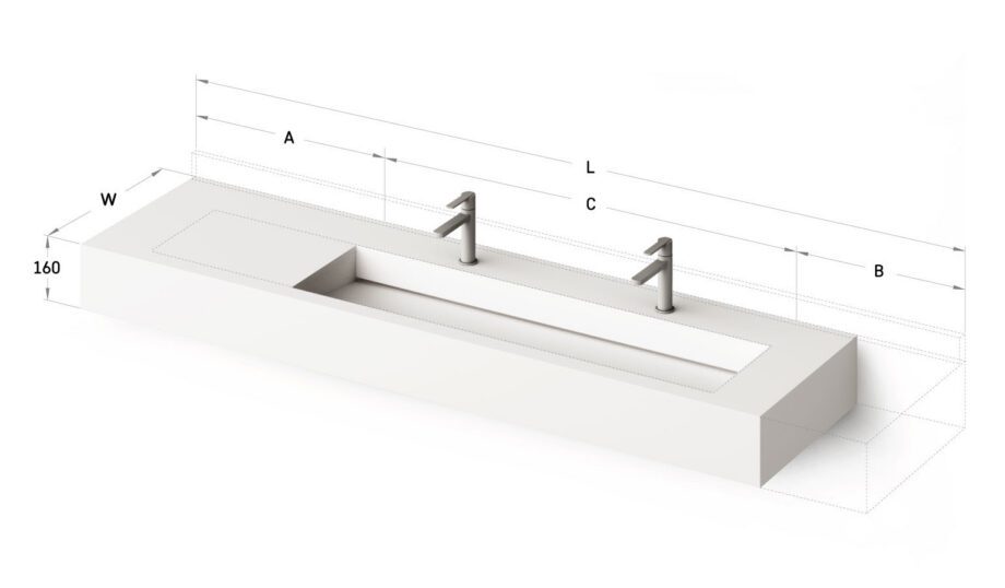 Long Made-to-Measure Basin PAA FLOW 50, Silkstone Long Made-to-Measure Basin PAA FLOW 50, Silkstone