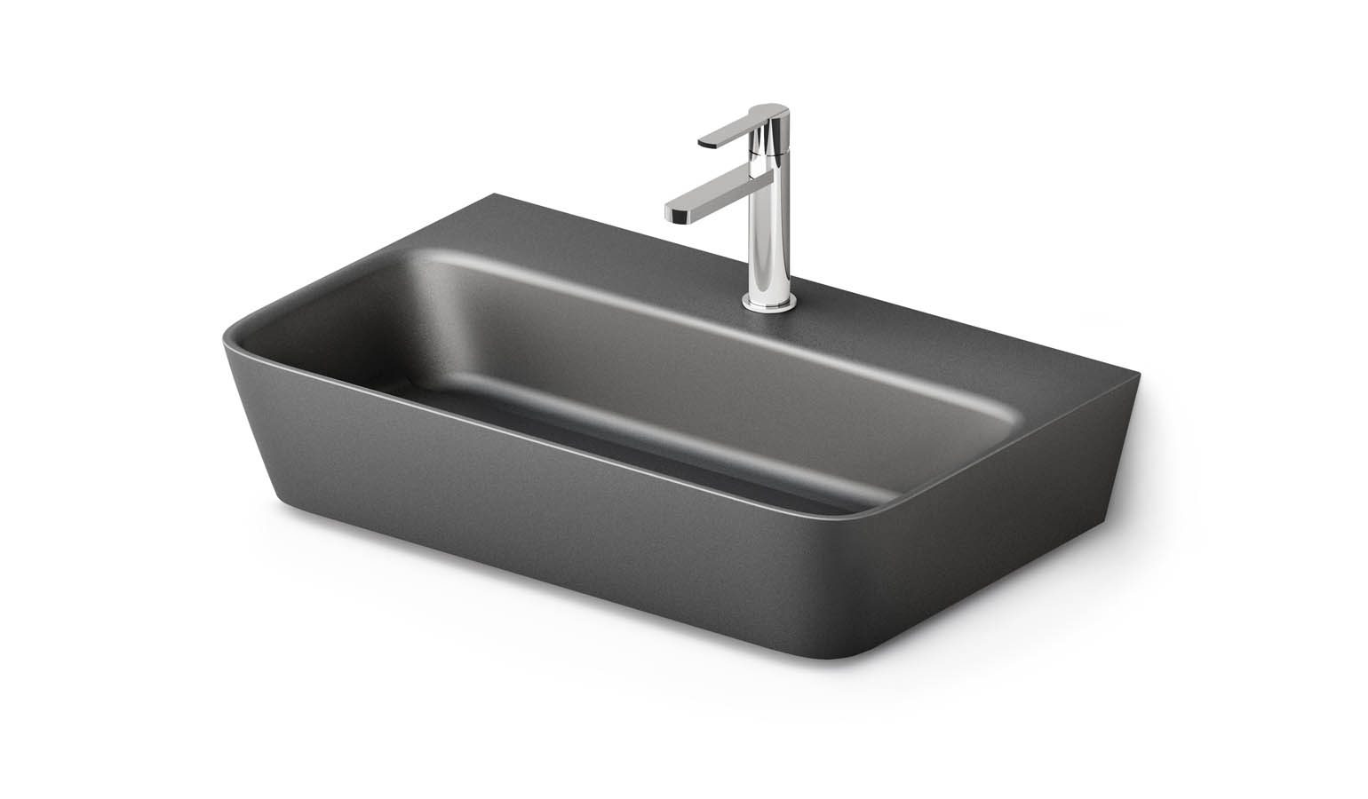Wall Hung Basin PAA QUADRO 70x43 cm, Black Graphite