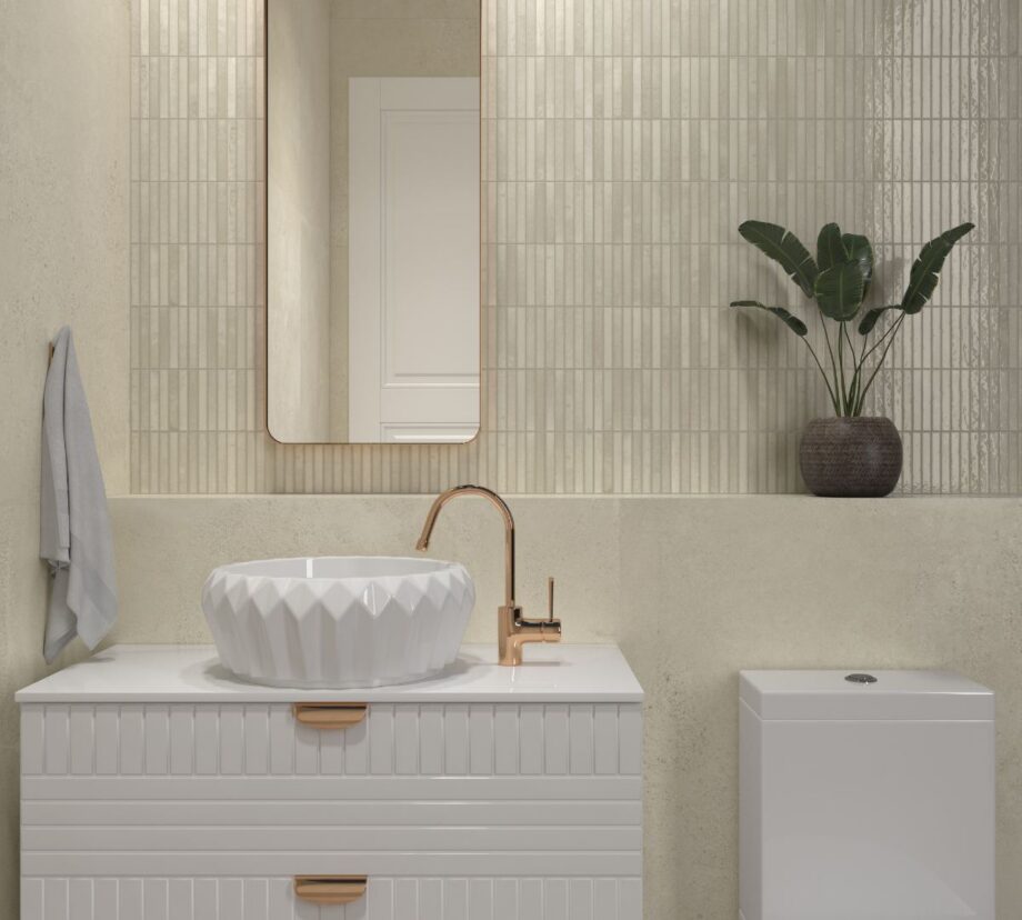 Ceramic mosaic Dune Kit-Kat Ivory Glossy, 11.5x23.1 cm, 8 mm – interior