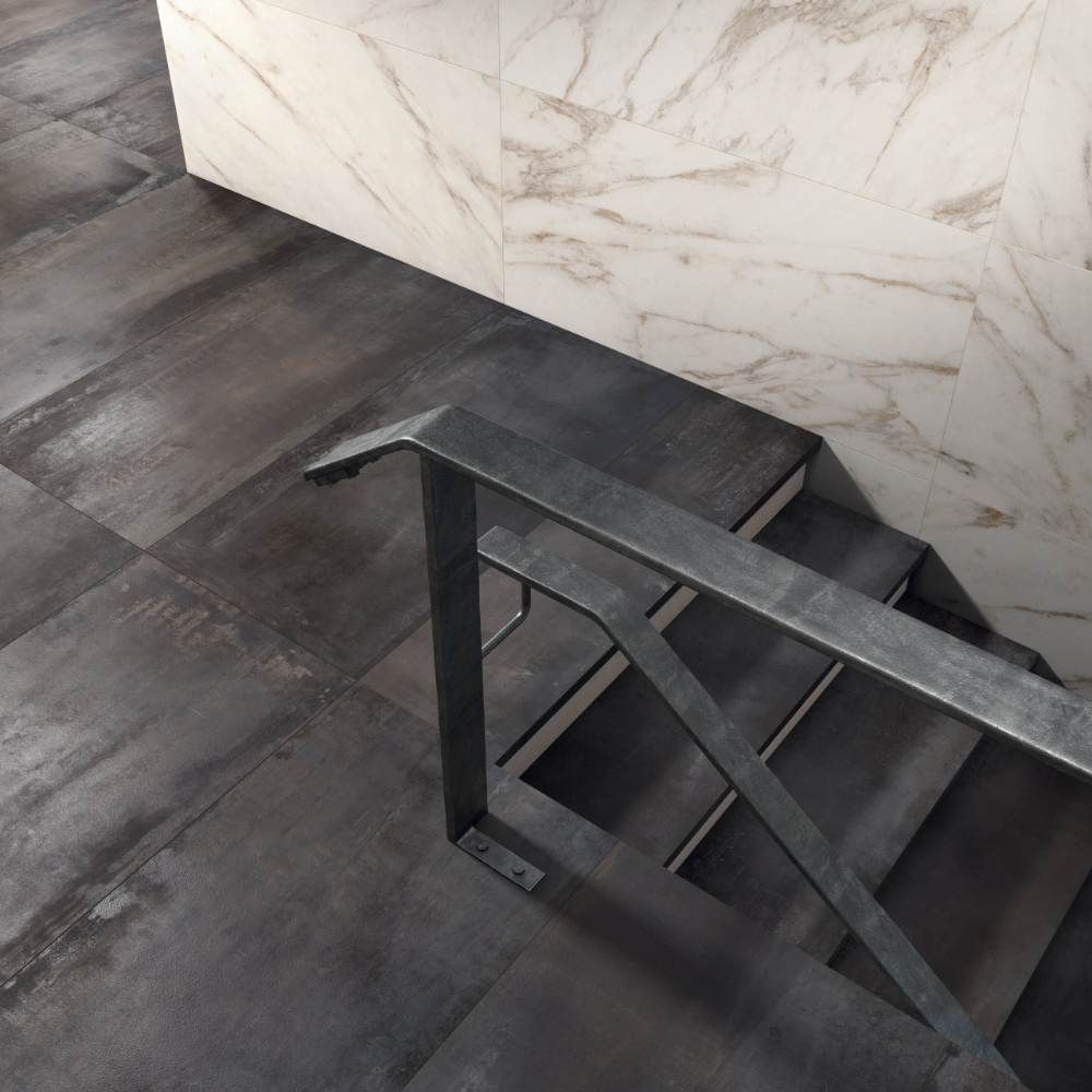 Metal effect large porcelain slab ABK Interno 9 Wide Dark, 120x280 cm, 6 mm, natural matt, slip-resistant R10