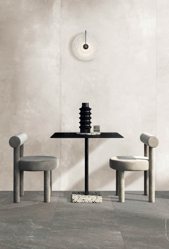 Metal effect large porcelain slab ABK Interno 9 Wide Pearl, 120x280 cm, 6 mm, natural matt, slip-resistant R10