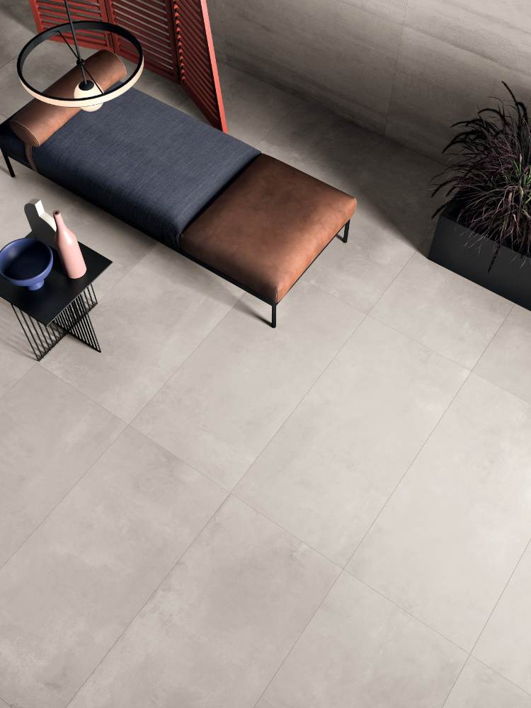 Concrete effect large porcelain slab ABK LAB325 Base Pearl, 120x280 cm, 6 mm, natural matt, slip-resistant R10
