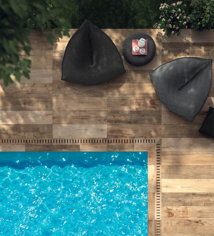 Wood effect outdoor porcelain tile ABK Dolphin Clay, 30x120 cm, 20 mm, outdoor, slip-resistant R11