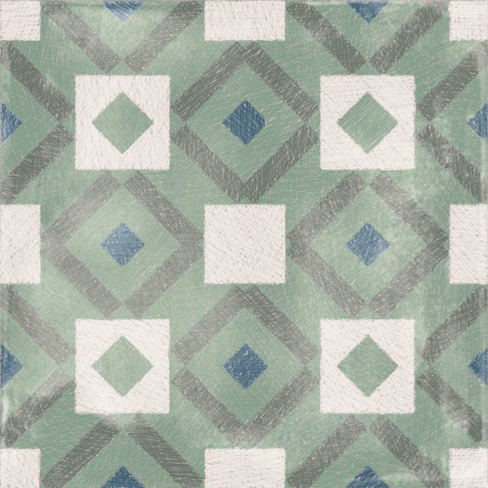 Patterned porcelain floor tile ABK Play Labyrinth Sage, 20x20 cm, 8.5 mm, matt (nat.)