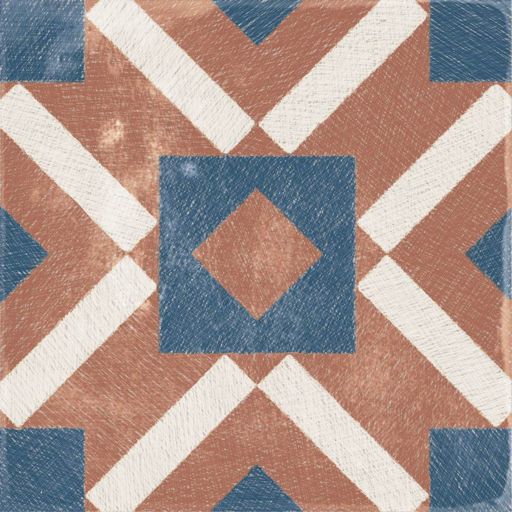 Patterned porcelain floor tile ABK Play Labyrinth Cotto, 20x20 cm, 8.5 mm, matt (nat.)