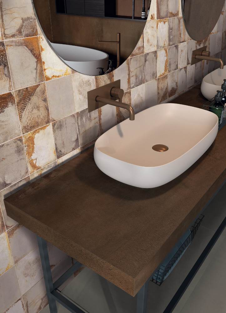 Vintage style porcelain floor tile ABK Play Oxide White, 20x20 cm, 8.5 mm, matt (nat.)