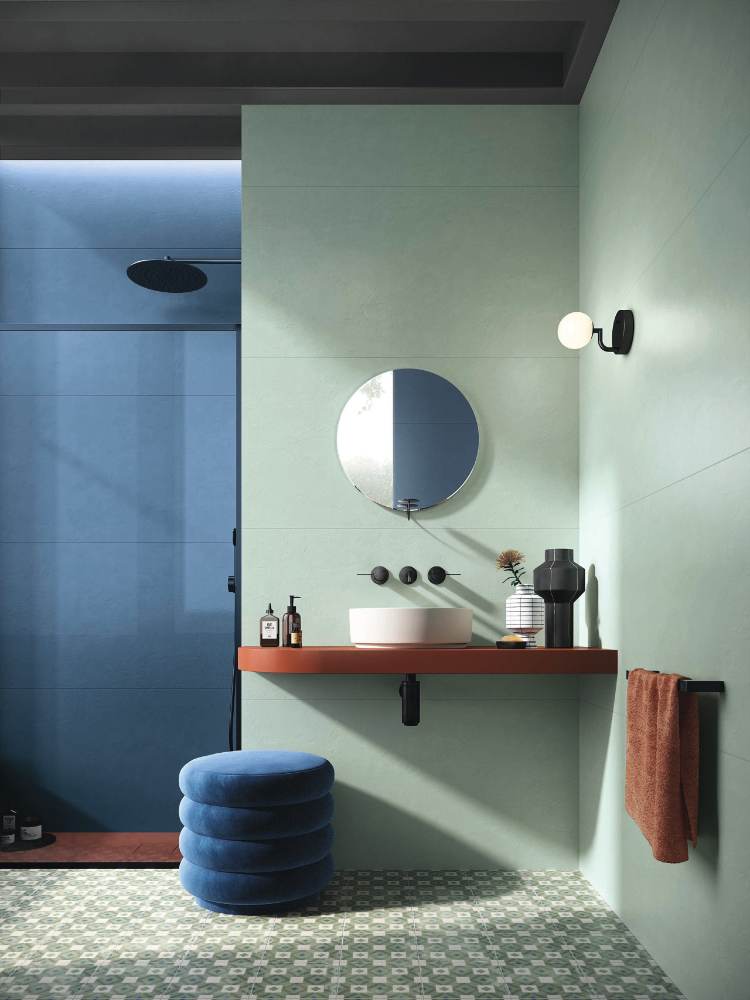 Patterned porcelain floor tile ABK Play Labyrinth Sage, 20x20 cm, 8.5 mm, matt (nat.)