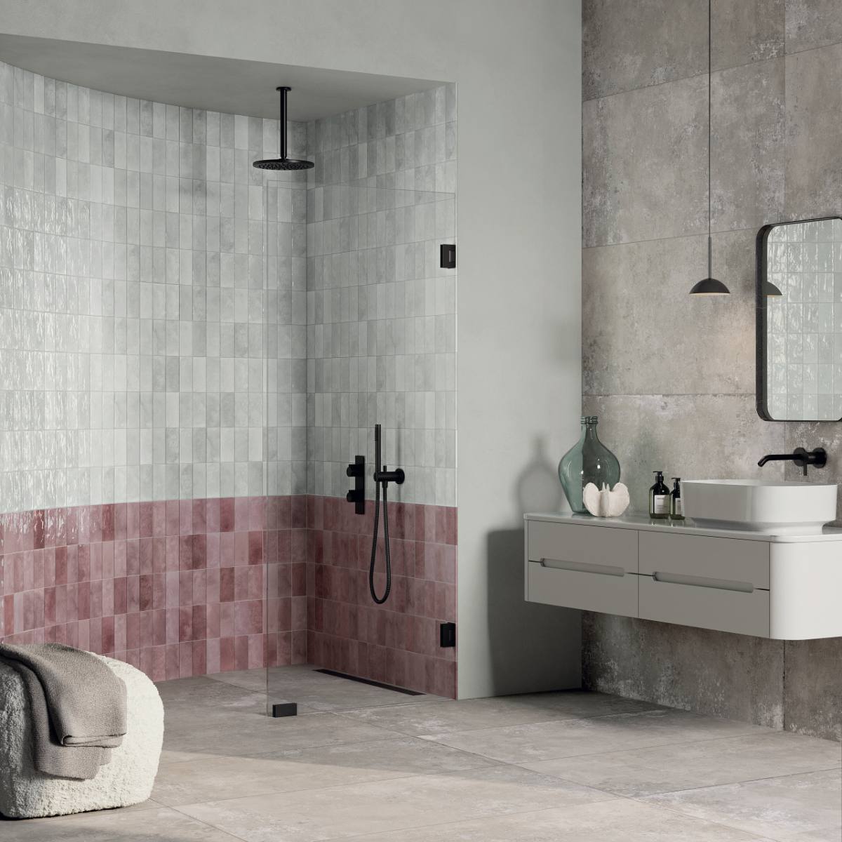 Coloured ceramic wall tile ABK Poetry Colors Pearl, 10x10 cm, 8.5 mm, glazed, handcrafted look