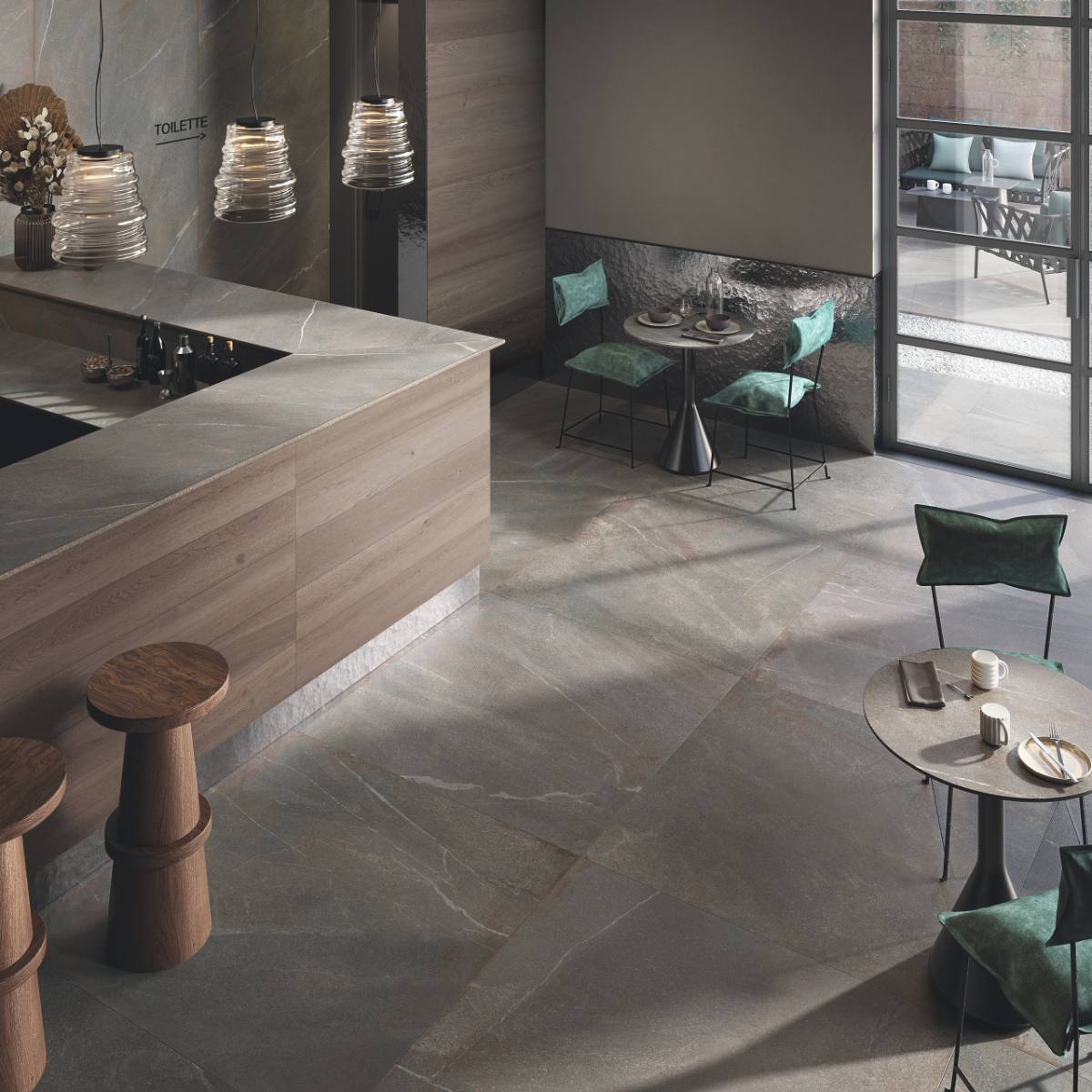 Stone effect decorative porcelain tile ABK Poetry Stone Dec. Metal Mud, 60x120 cm, 8.5 mm, matt