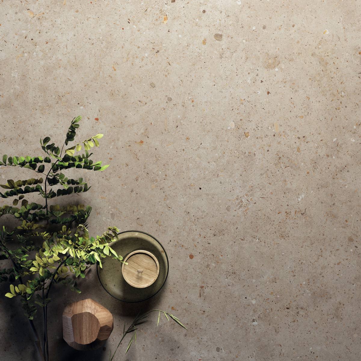 Stone effect porcelain floor tile ABK Poetry Stone Pirenei Ecru, 120x120 cm, 8.5 mm, natural matt, slip-resistant R10