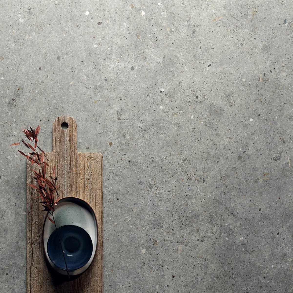 Stone effect porcelain floor tile ABK Poetry Stone Pirenei Grey, 60x120 cm, 8.5 mm, textured, slip-resistant R11