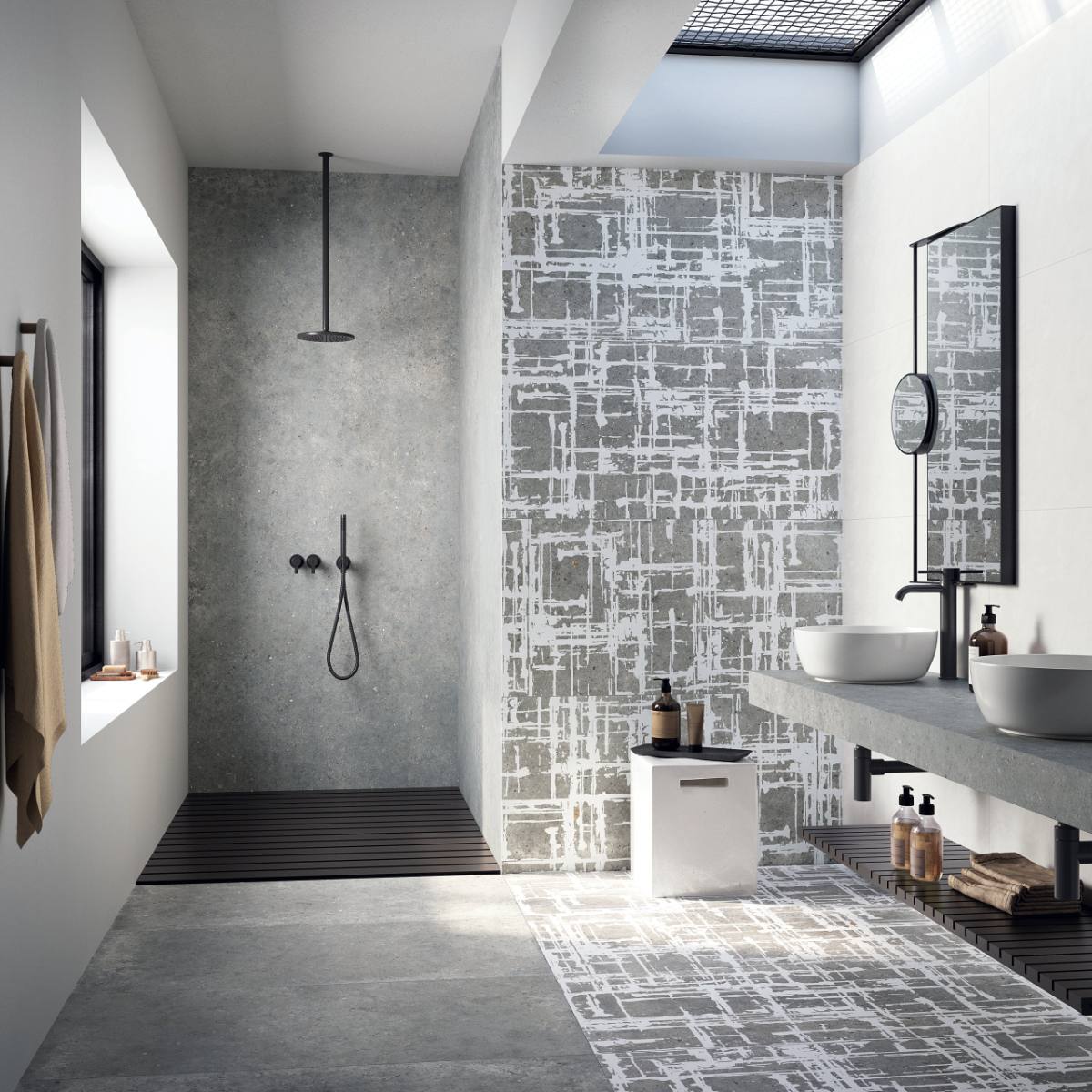 Stone effect porcelain floor tile ABK Poetry Stone Pirenei Grey, 60x120 cm, 8.5 mm, textured, slip-resistant R11