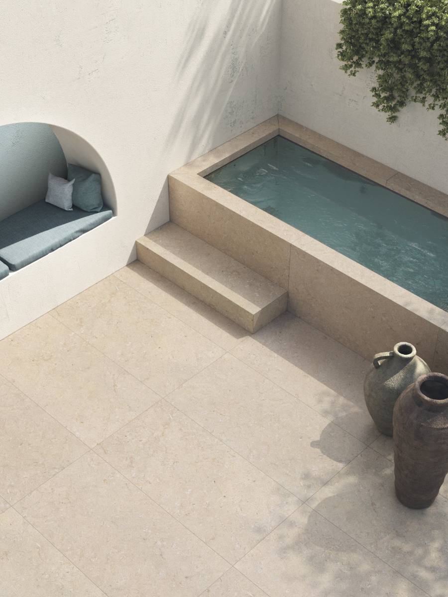 Stone effect decorative porcelain tile ABK Poetry Stone Dec. Metal Beige, 60x120 cm, 8.5 mm, matt