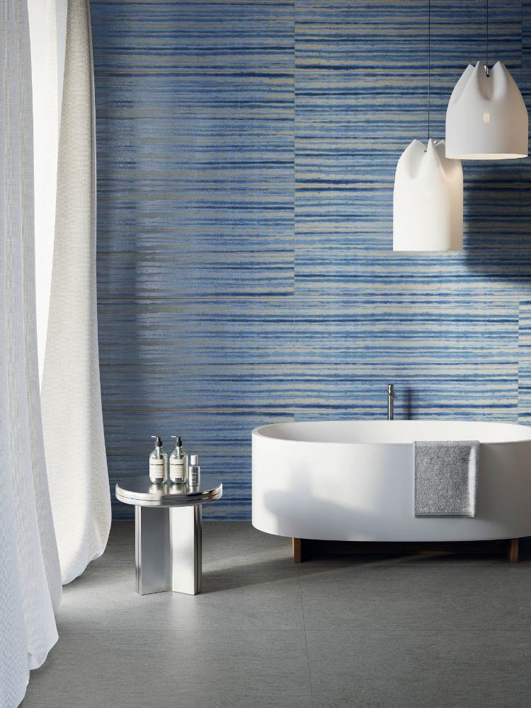 Stone effect porcelain tile ABK Poetry Stone Reloaded Basaltina Smoke, 20x120 cm, 8.5 mm, natural matt P.tech, slip-resistant R10