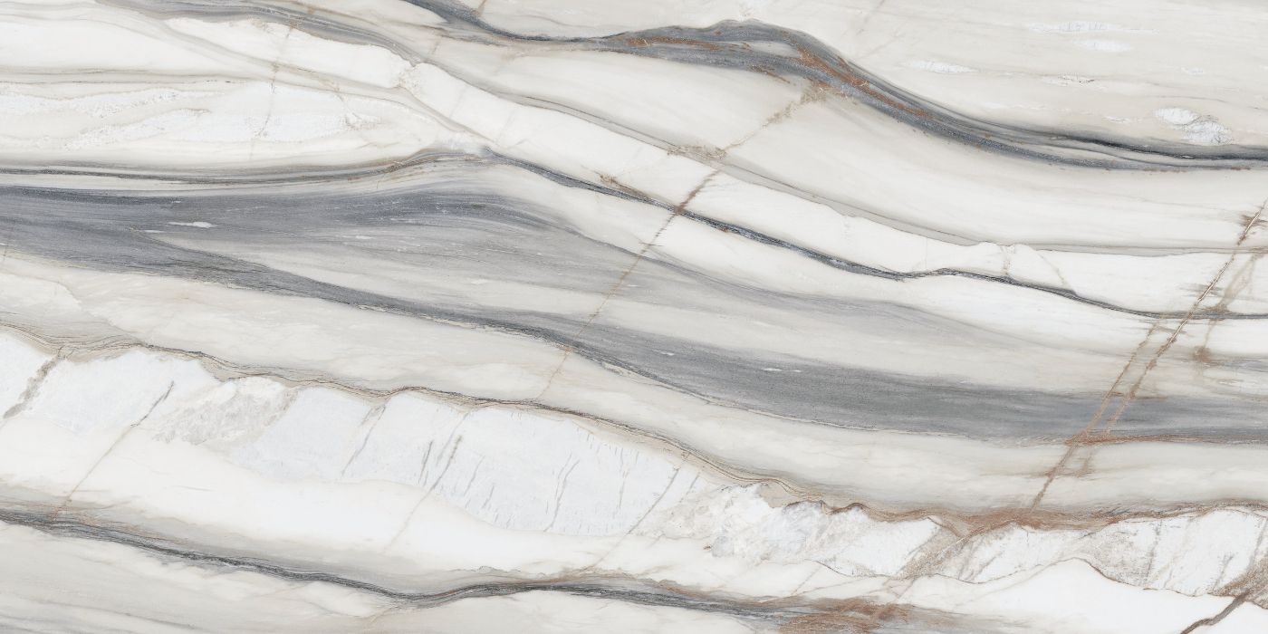 Marble effect porcelain tiles ABK Sensi 900 Oyster White, 60x120 cm, 8.5 mm, polished (lux)