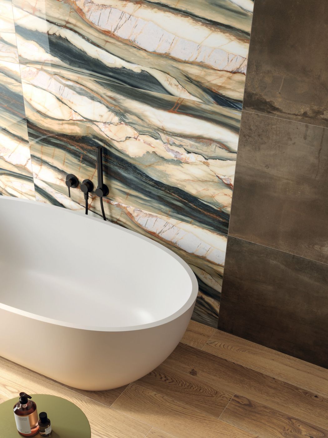 Marble effect porcelain slab ABK Sensi 900 Oyster Gold, 120x280 cm, 6 mm, polished (lux)