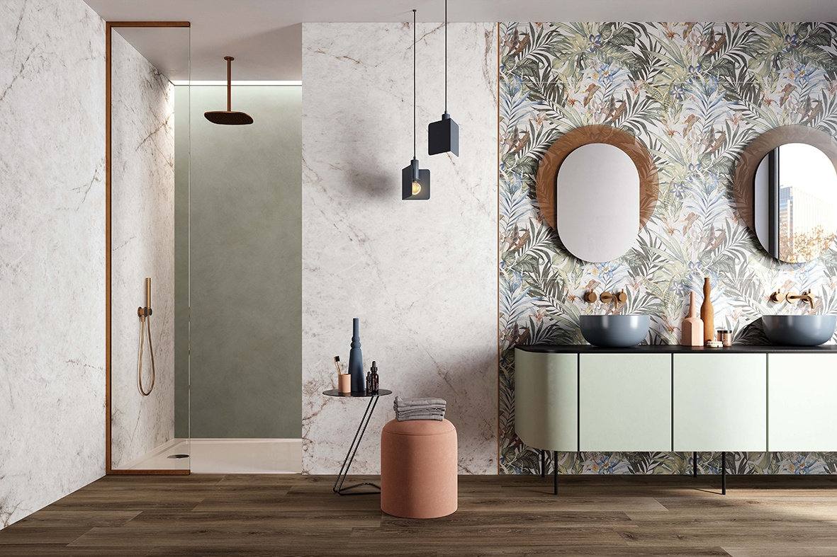 Marble effect porcelain tiles ABK Sensi Gems Iceberg, 60x120 cm, 8.5 mm, natural matt, slip-resistant R10