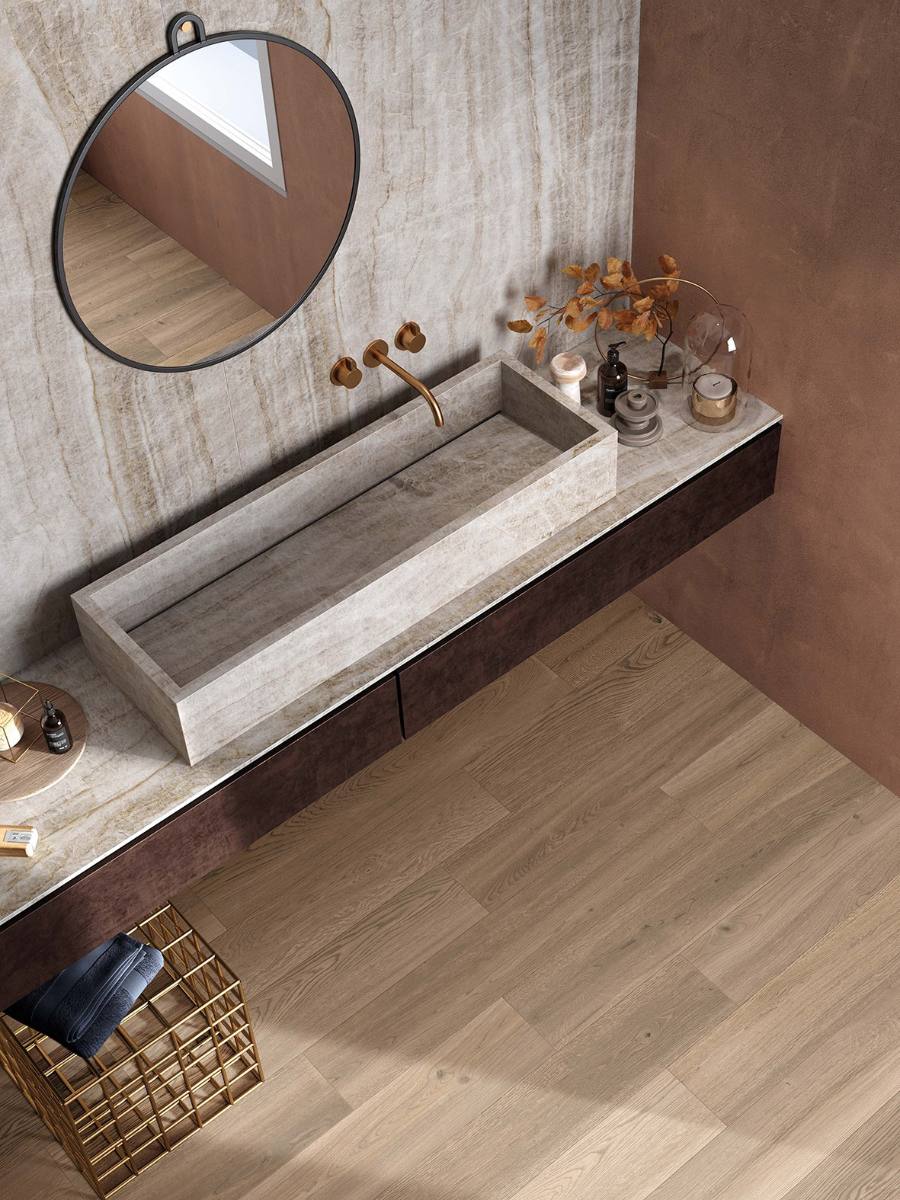 Marble effect large porcelain slab ABK Sensi Gems Taj Mahal, 120x280 cm, 6 mm, soft satin