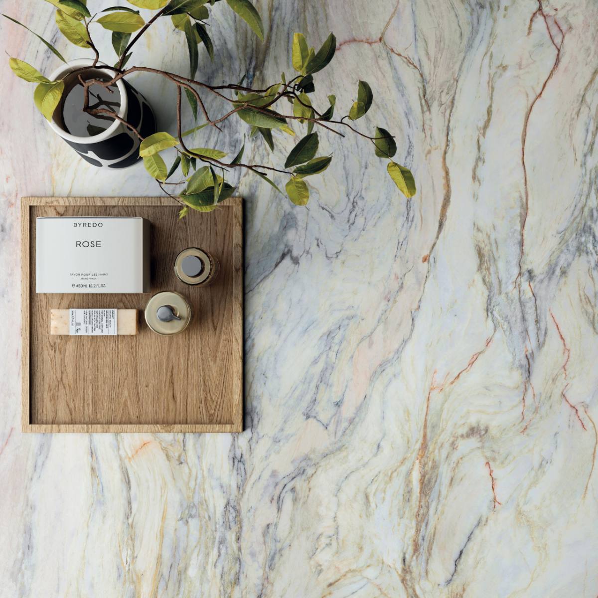 Marble effect porcelain tiles ABK Sensi Nuance Quarzite Fusion, 120x120 cm, 8.5 mm, polished 3D textured (lux 3D)