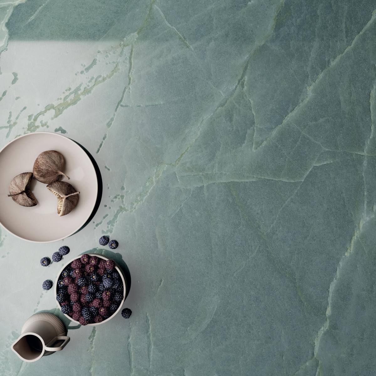 Marble effect porcelain tiles ABK Sensi Nuance Sea Green, 60x120 cm, 8.5 mm, polished 3D textured (lux 3D)