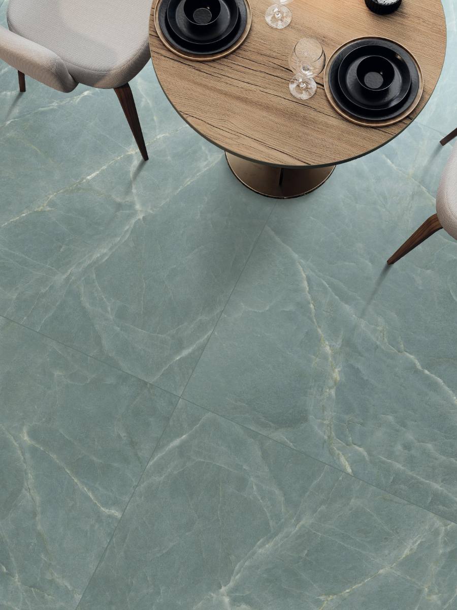Marble effect porcelain tiles ABK Sensi Nuance Sea Green, 60x120 cm, 8.5 mm, polished 3D textured (lux 3D)