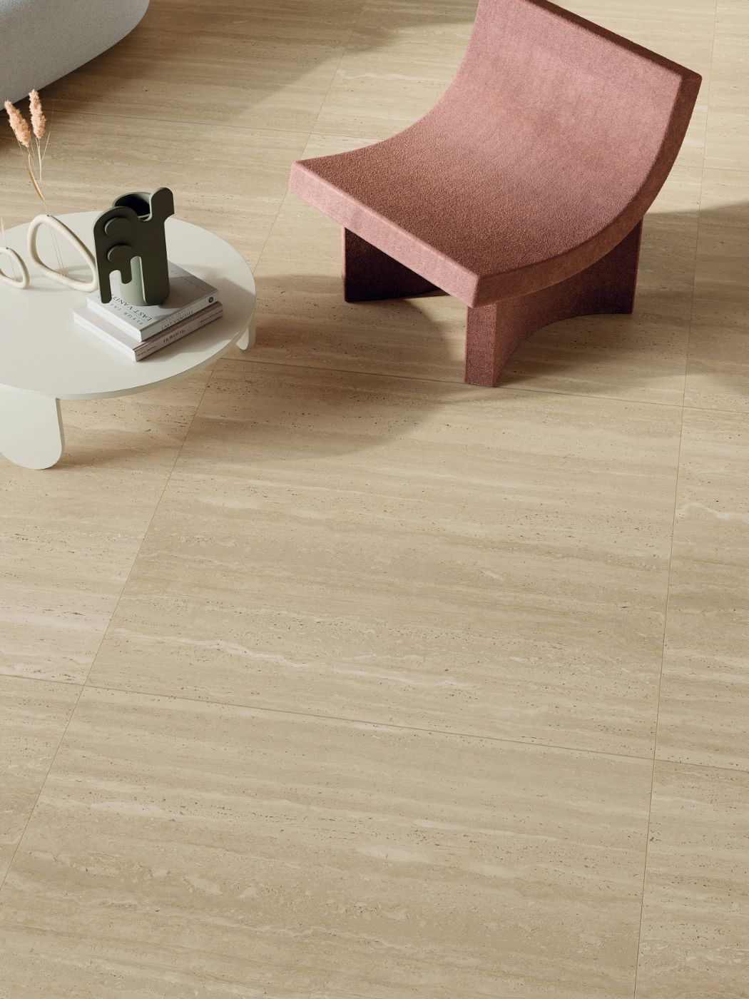 Stone effect porcelain slab ABK Sensi Roma Cream, 120x280 cm, 6 mm, natural matt, slip-resistant R10