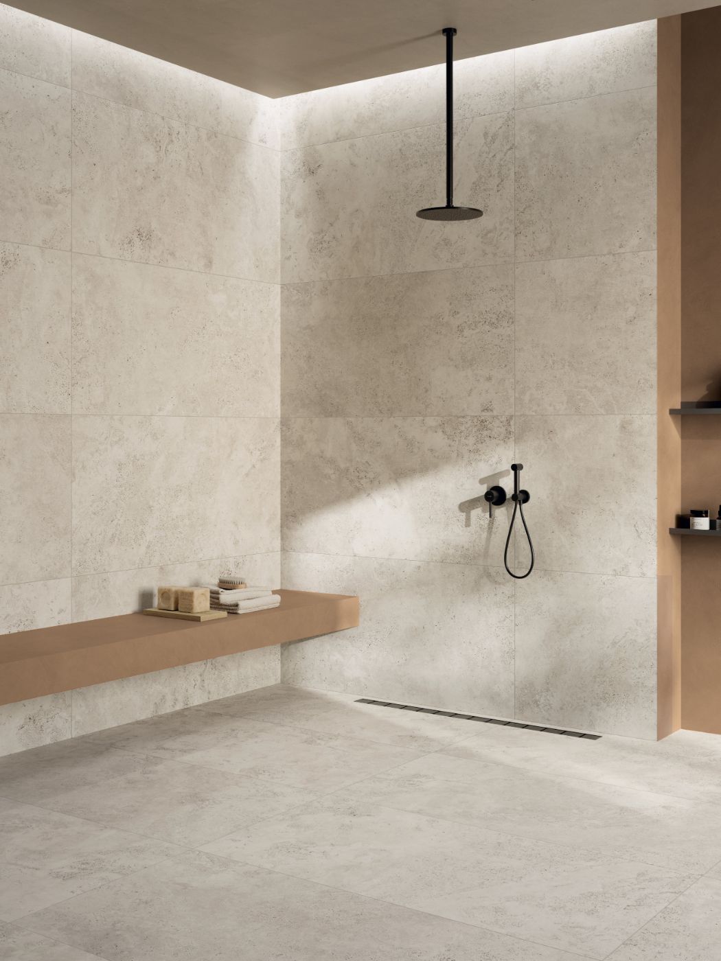 Stone effect porcelain tiles ABK Sensi Roma Cross Ivory, 120x120 cm, 8.5 mm, natural matt, slip-resistant R10