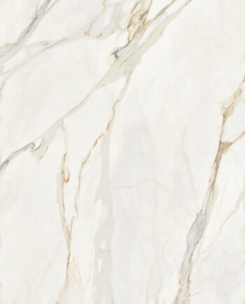 Marble effect porcelain slab ABK Sensi Signoria Calacatta Michelangelo, 120x280 cm, 6 mm, polished (lux)
