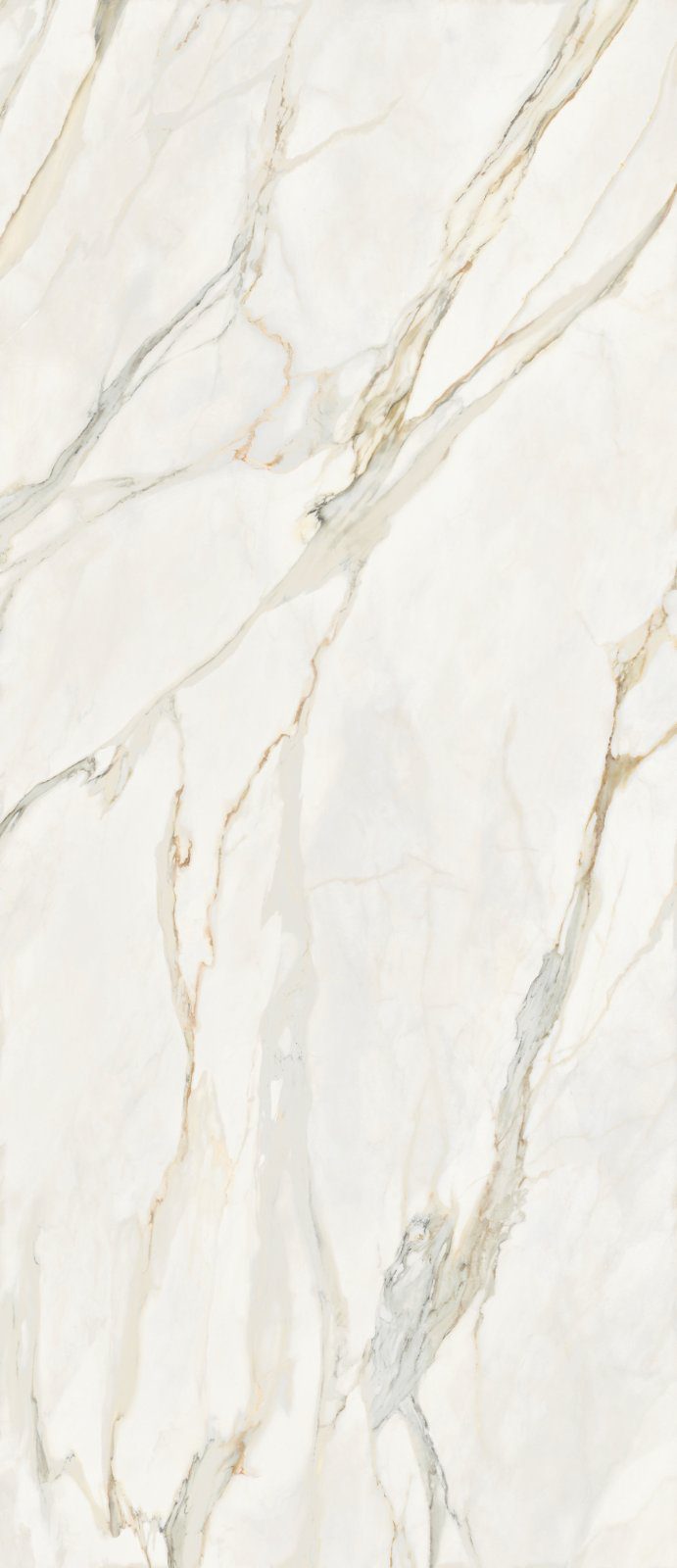 Marble effect porcelain slab ABK Sensi Signoria Calacatta Michelangelo, 120x280 cm, 6 mm, soft satin
