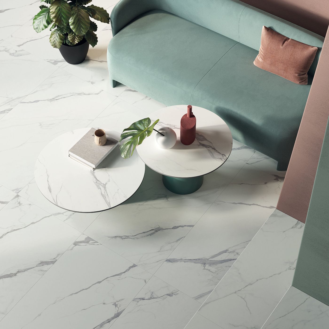 Marble effect porcelain tiles ABK Sensi Signoria Calacatta Michelangelo, 60x120 cm, 8.5 mm, polished (lux)