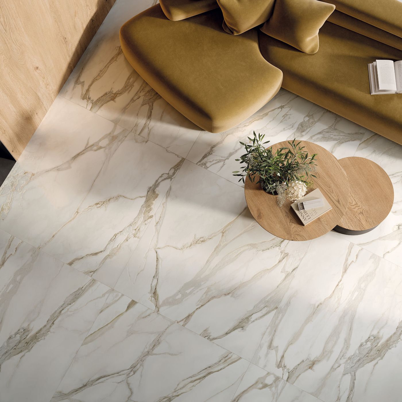 Marble effect porcelain tiles ABK Sensi Signoria Calacatta Michelangelo, 60x120 cm, 8.5 mm, polished (lux)