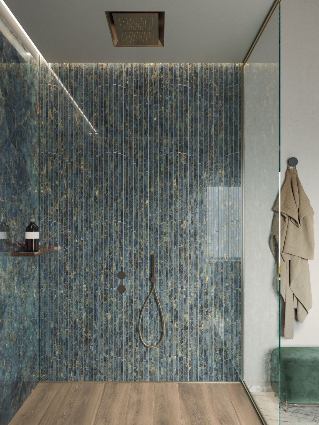 Marble effect porcelain tiles ABK Sensi Signoria Labradorite, 120x120 cm, 8.5 mm, natural matt, slip-resistant R10