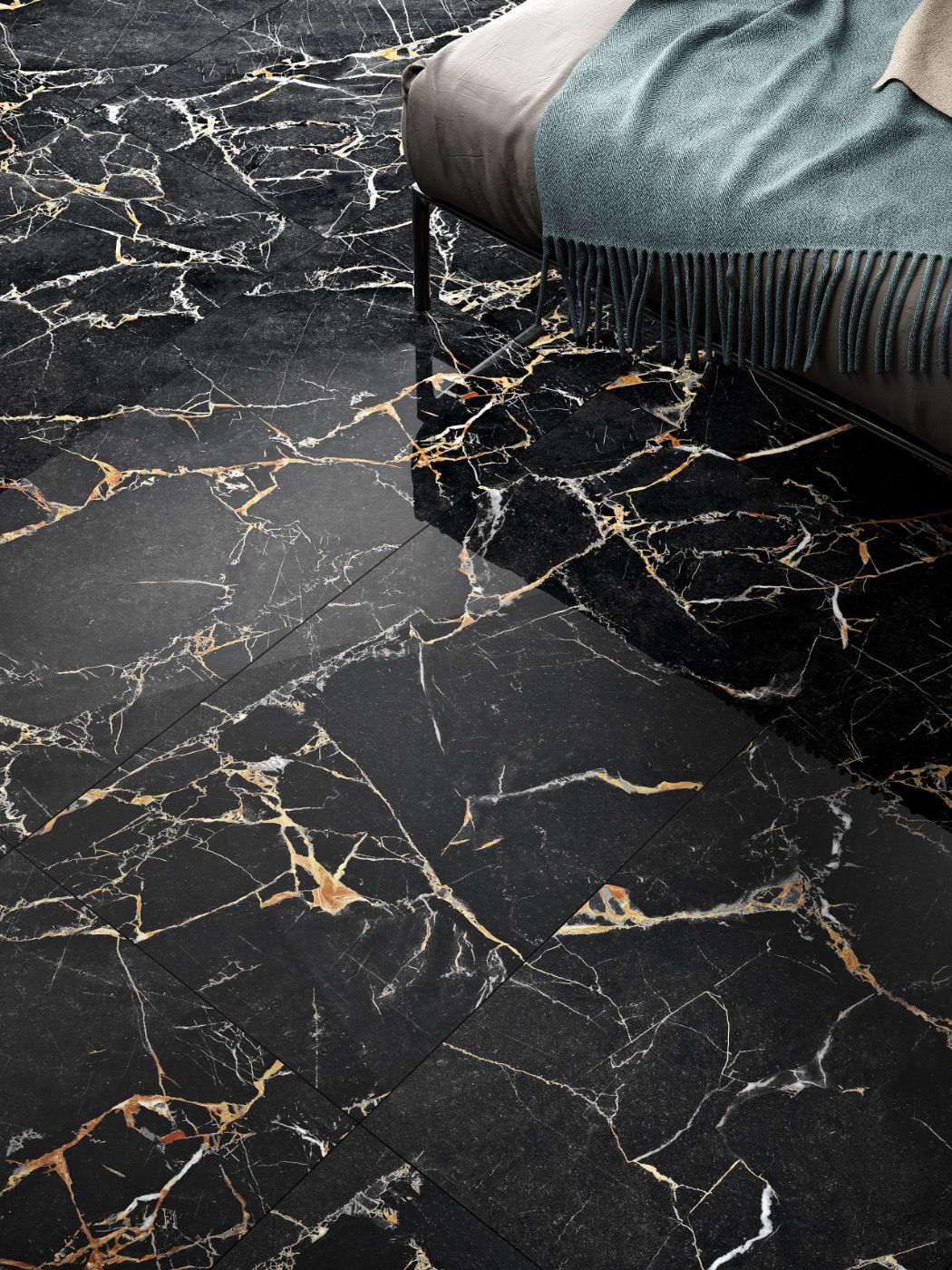 Marble effect porcelain slab ABK Sensi Signoria Port Gold, 120x280 cm, 6 mm, polished (lux)