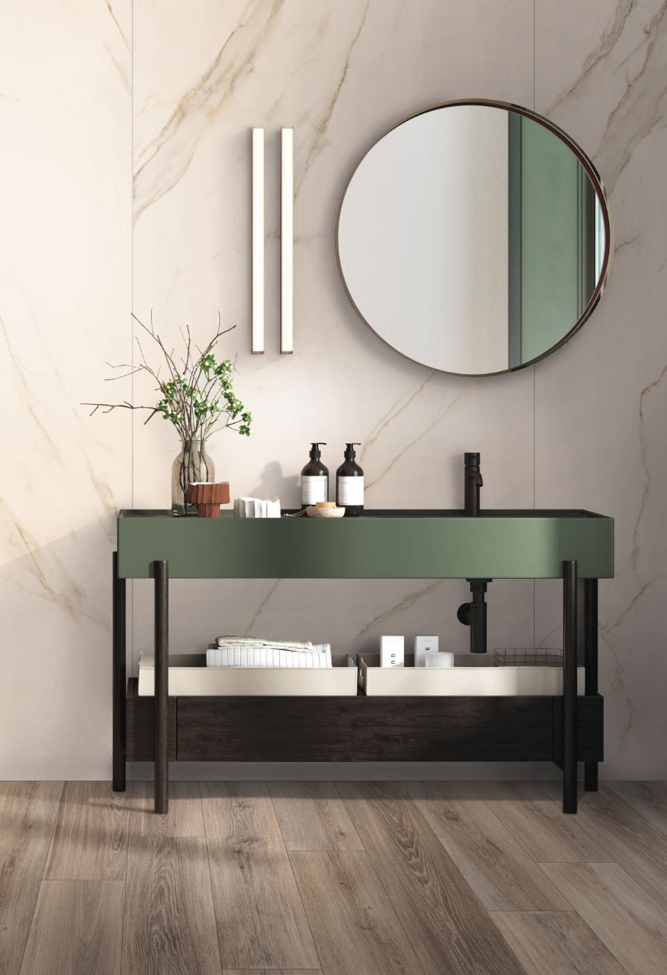 Marble effect porcelain slab ABK Sensi Up Calacatta Gold, 160x320 cm, 6 mm, polished (lux)