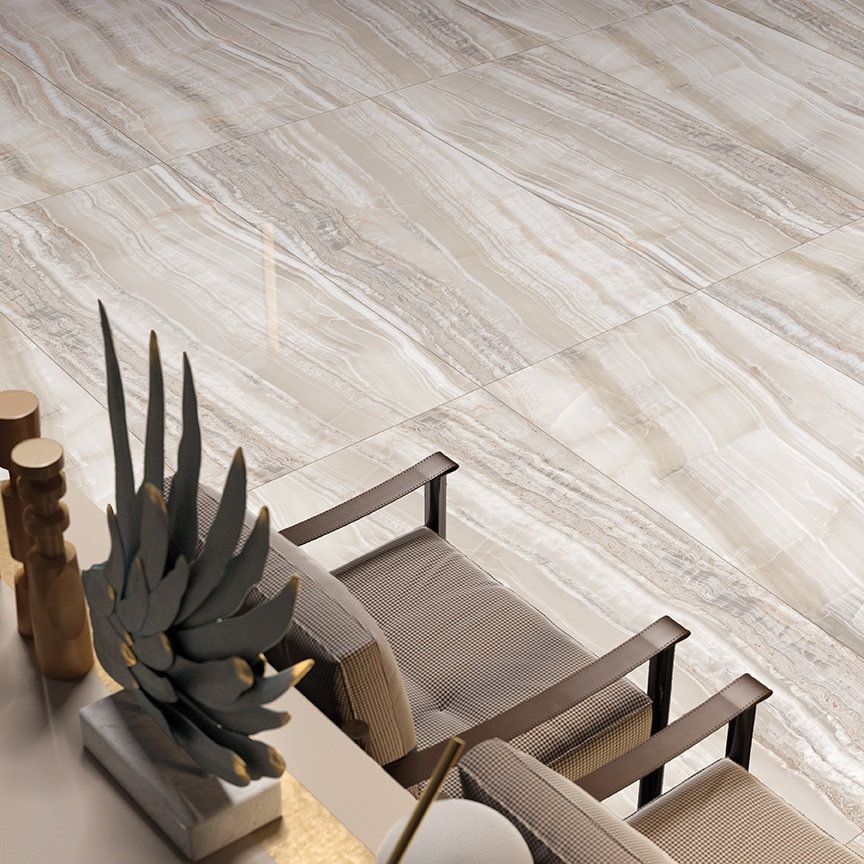 Marble effect porcelain tiles ABK Sensi Up Onice Beige, 60x120 cm, 8.5 mm, polished (lux)