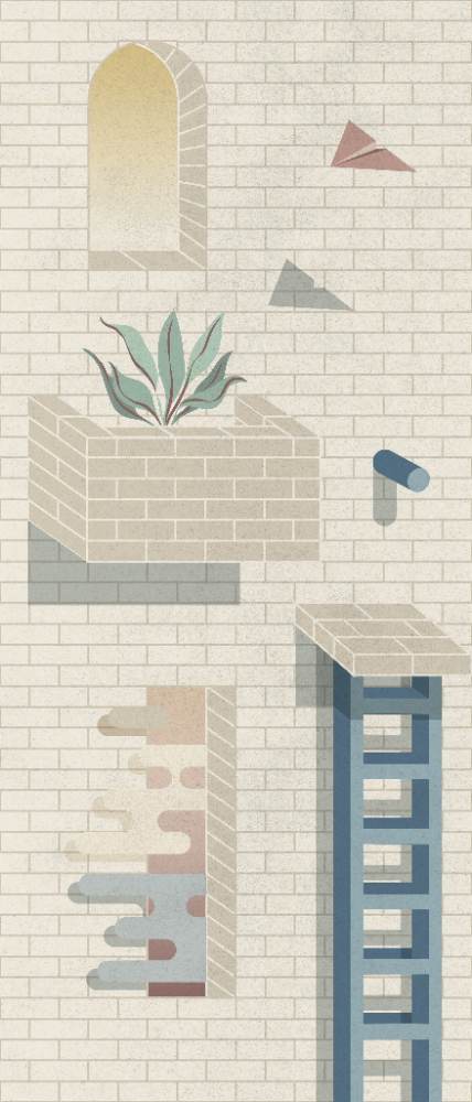 Patterned decorative porcelain tile ABK Wide&Style Bricklane B, 120x240 cm (4 x 60x120 cm), 8.5 mm, matt