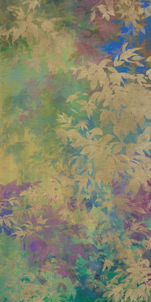 Patterned large porcelain decor slab ABK Wide&Style Foliage Yellow B, 160x320 cm, 6 mm, matt