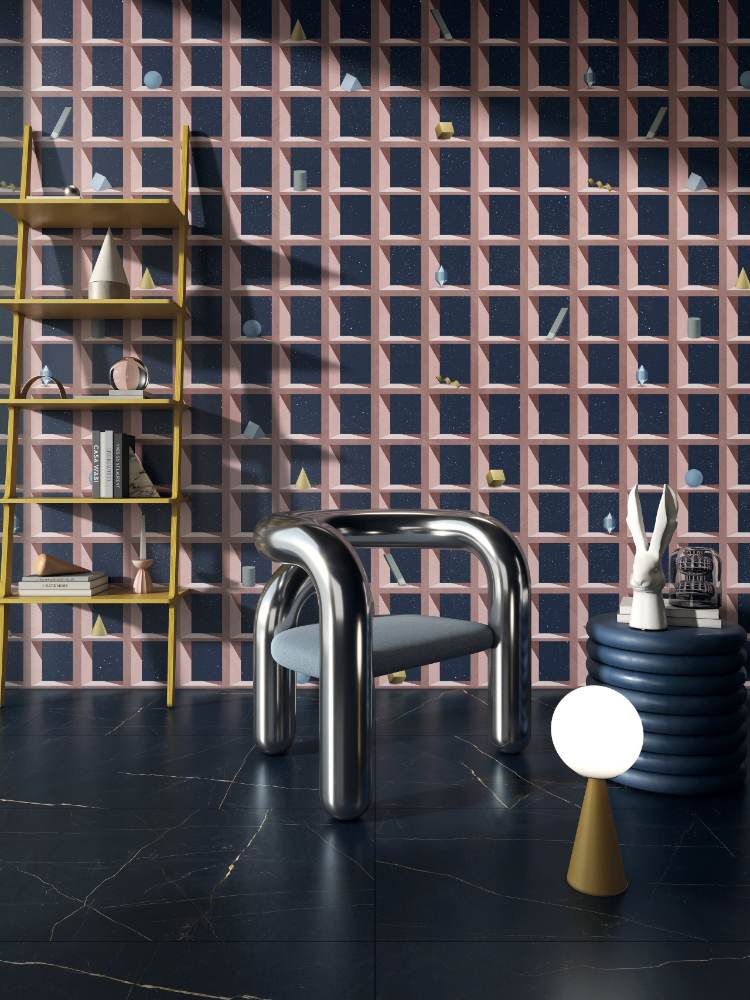 Patterned decorative porcelain tile ABK Wide&Style Lunar A, 120x240 cm (4 x 60x120 cm), 8.5 mm, matt