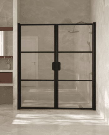 Alcove shower screen Hietakari Bläk 747 Tokyo, hinged door + hinged door