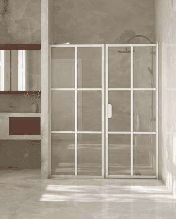 Alcove shower screen Hietakari Bläk 750 Paris, fixed wall + hinged door