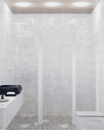 Alcove shower screen Hietakari Infinia 239, fixed wall + hinged door with fixed part