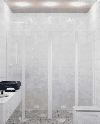 Alcove shower screen Hietakari Infinia 250, white frame, clear glass