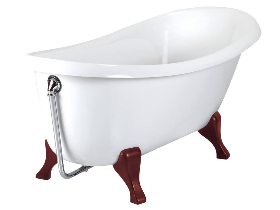 Bathtub PAA VICTORIA in matt Silkstone with wooden legs Bathtub PAA VICTORIA in matt Silkstone with wooden legs